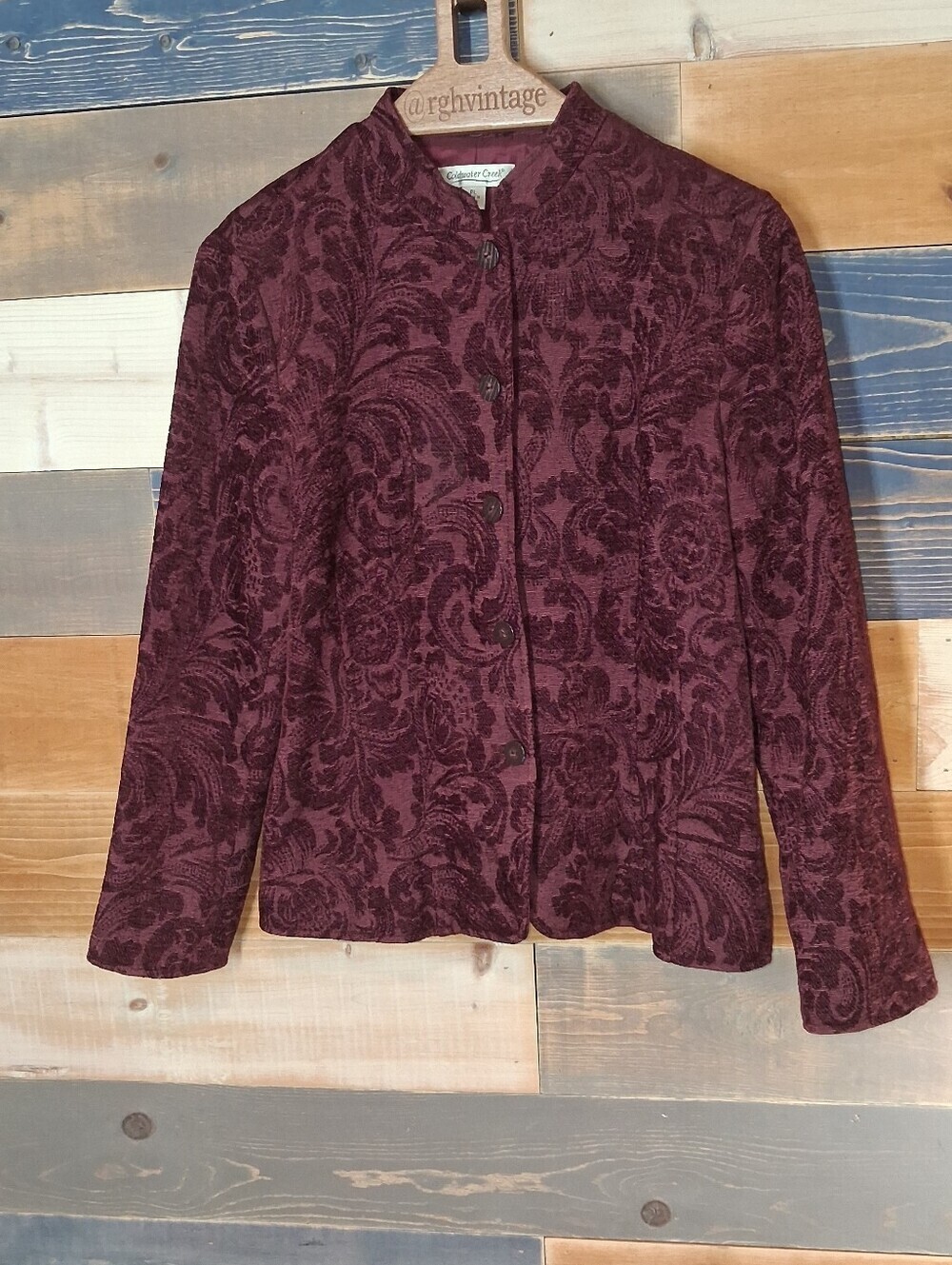 Coldwater Floral Brocade Jacket PL Burgundy